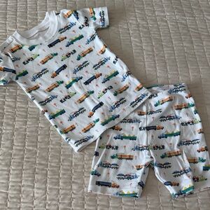 Janie and Jack White Pajama Set with Colorful Vehicle Print
